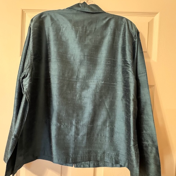 Anii By Natural Vintage - Turquoise Long-Sleeve Button Top - 100% Pure Silk - XL - Picture 5 of 9